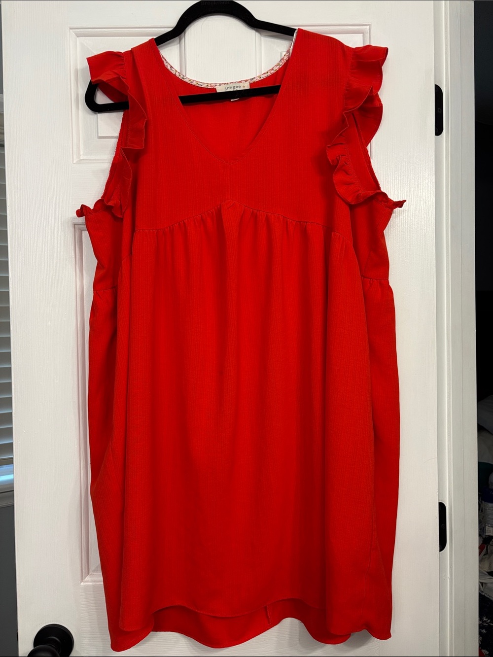 Umgee Bright Red Ruffle Casual Dress